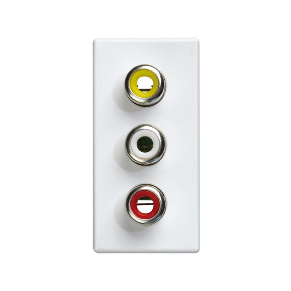 2701093-030 - Conector 3RCA de medio elemento blanco Simon 27 Play
