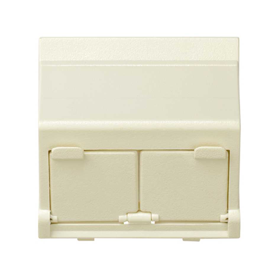 27086-32 - Placa de voz y datos inclinada con guardapolvo para 2 conectores RJ45 AVAYA® marfil Simon 27 Play