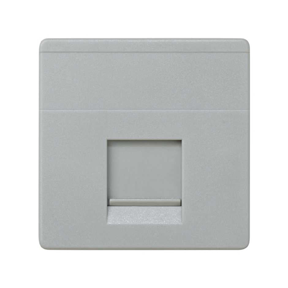 27087-37 - Placa de voz y datos plana con guardapolvo para 1 conector RJ45 AMP® gris Simon 27 Play