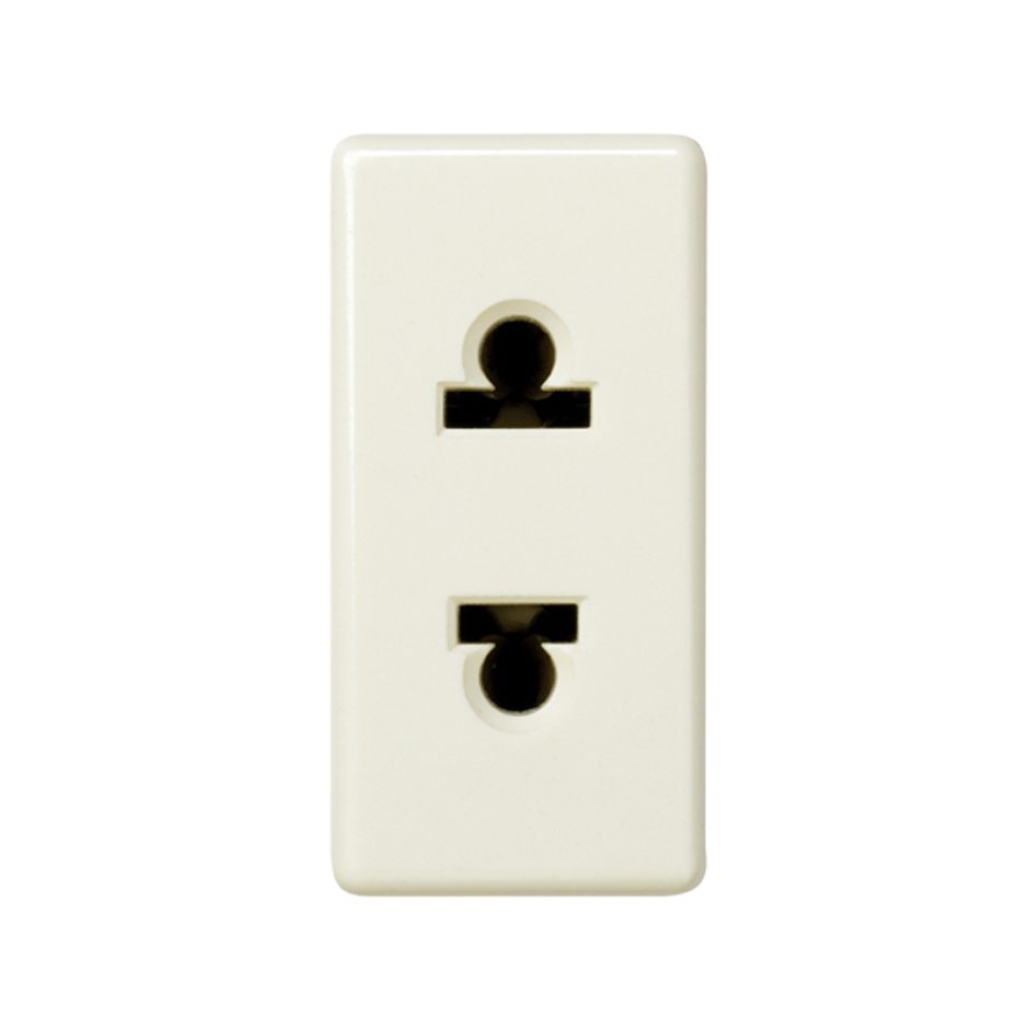 27438-31 - Base de enchufe bipolar mixta (europea-americana) 10 A 250V~ de medio elemento con emb. a tornillo marfil Simon 27 Play