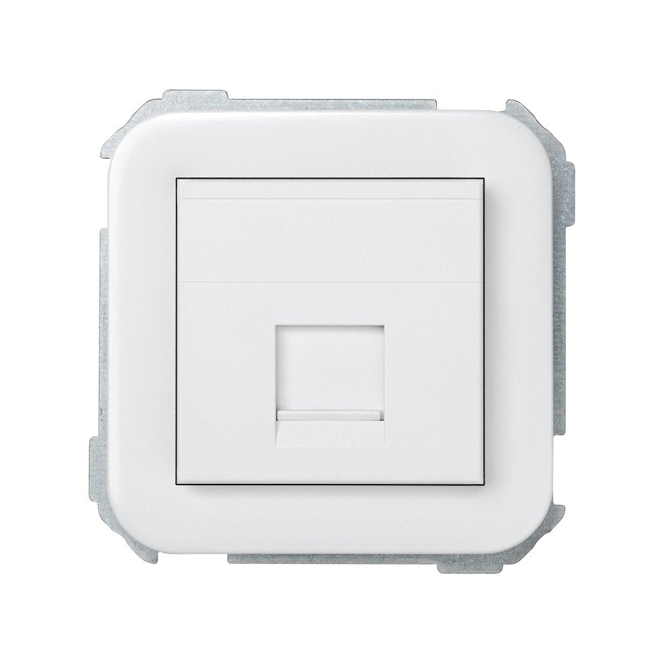 31085-60 - Placa de voz y datos plana con guardapolvo para 1 conector RJ45 AMP® blanco Simon 31