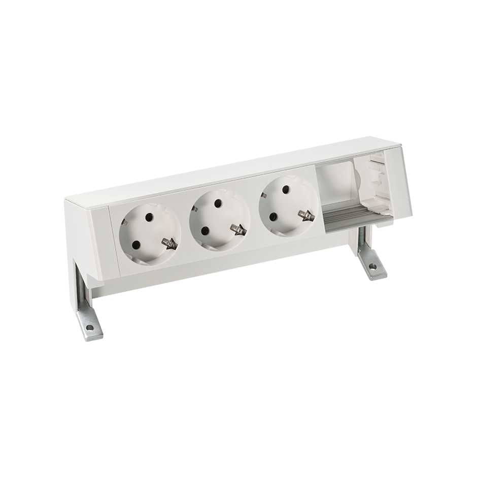 42403000-130 - Kit personalizable con 3 bases de enchufe schuko y 1 elemento vacío blanco S400 Top