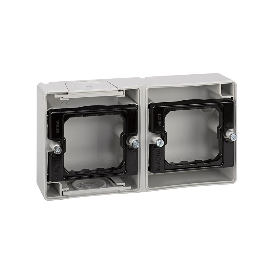 4400761-035 - Caja de superficie estanca para 2 elementos horizontal gris Simon Aqua