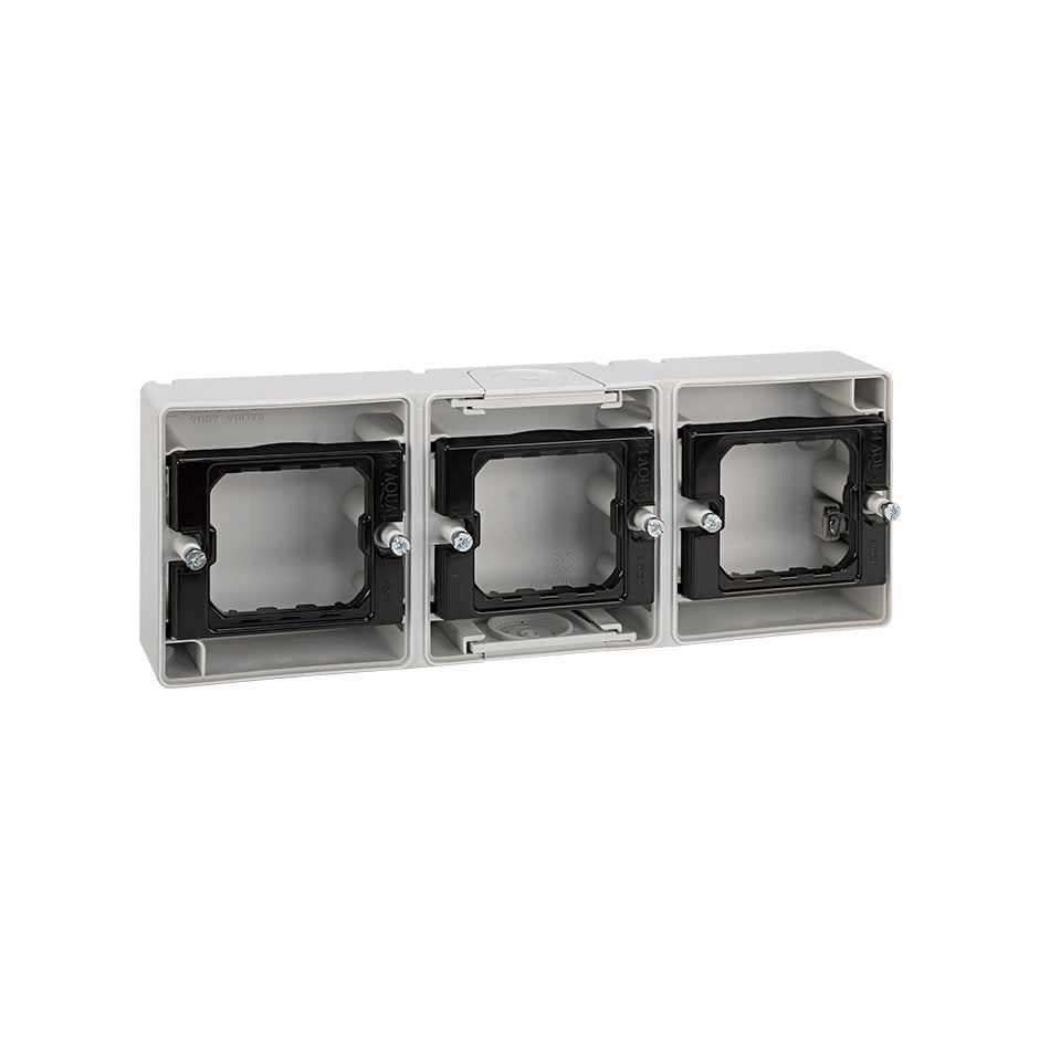 4400765-035 - Caja de superficie estanca para 3 elementos horizontal gris Simon Aqua