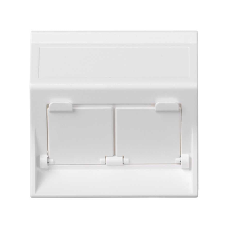 50000086-030 - Placa de voz y datos inclinada con guardapolvo 1 elemento para 2 RJ45 blanco Simon 500 Cima