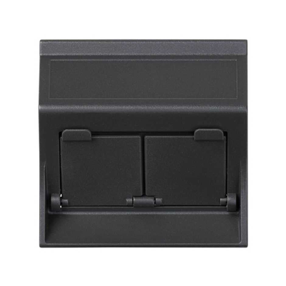 50000086-038 - Placa de voz y datos inclinada con guardapolvo 1 elemento para 2 RJ45 grafito Simon 500 Cima