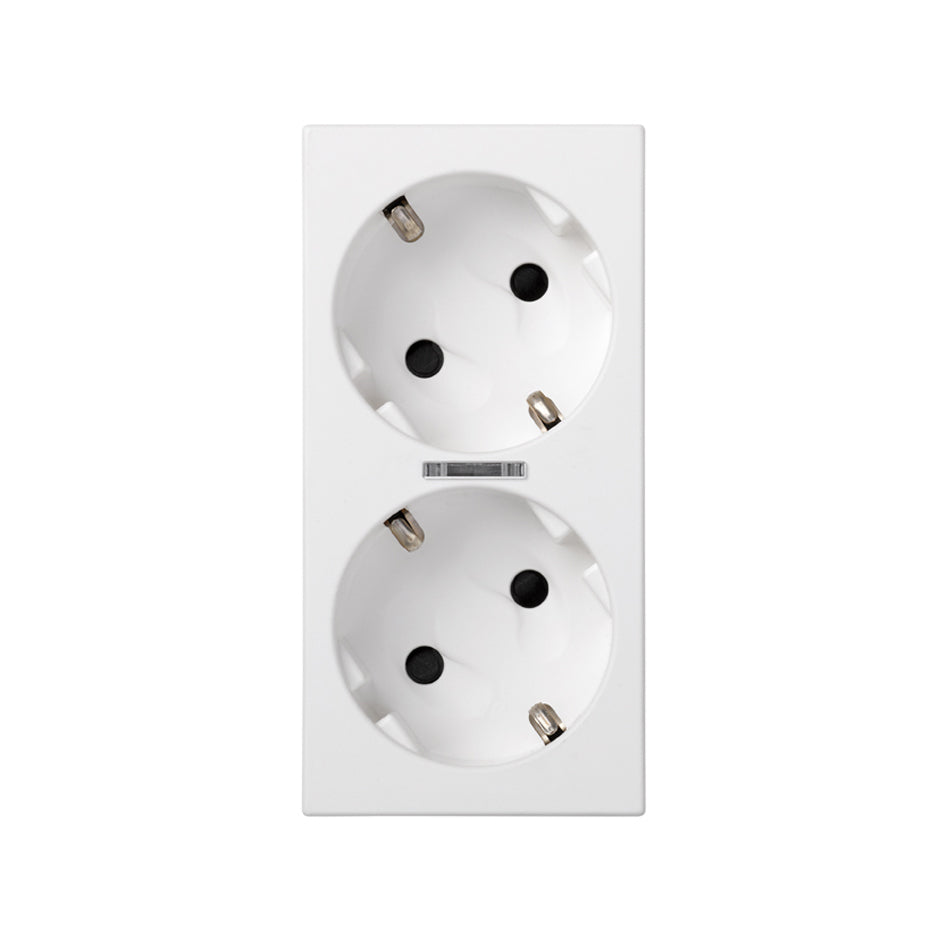 50010432-030 - Base de enchufe schuko doble 16 A 250V~ con dispositivo de seguridad, led y embornamiento 1Click® blanco Simon 500 Cima