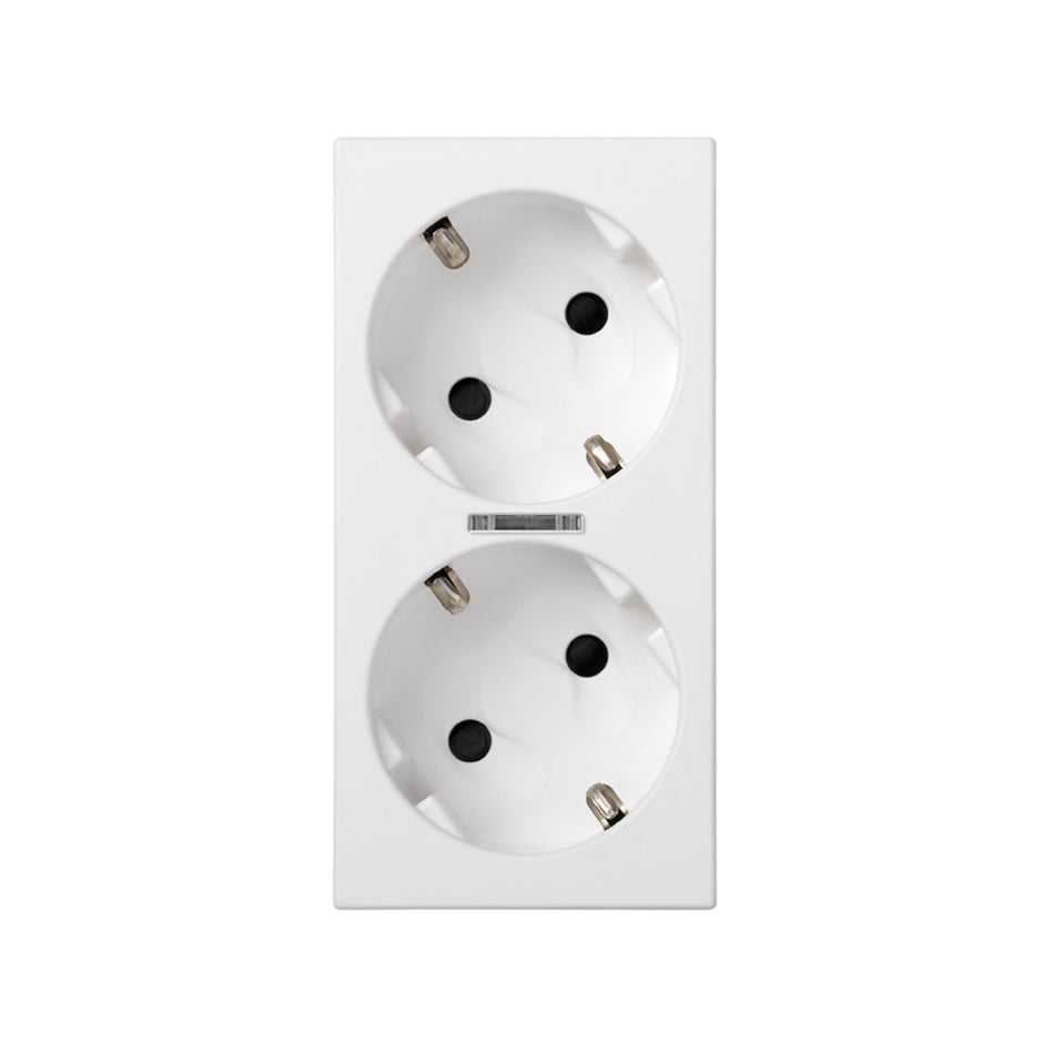 50010472-030 - Base de enchufe schuko doble 16 A 250V~ con dispositivo seguridad, led y embornamiento a tornillo blanco Simon 500 Cima