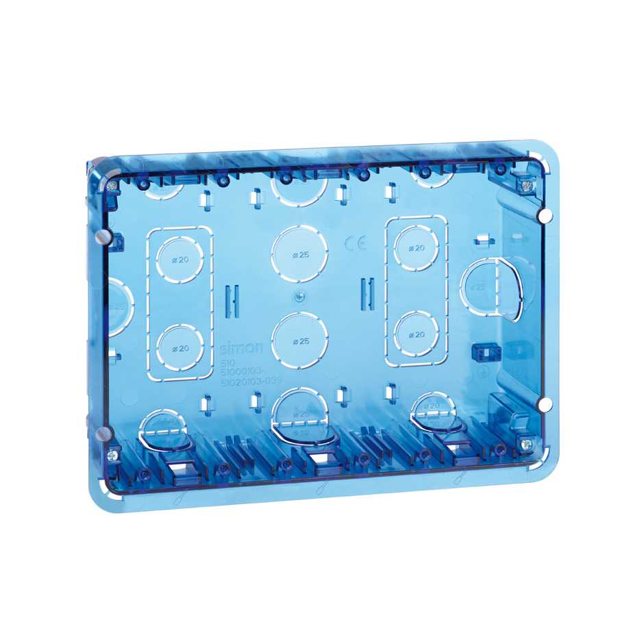 51020103-039 - Caja de pared de empotrar para 3 elementos dobles Simon 500 Cima