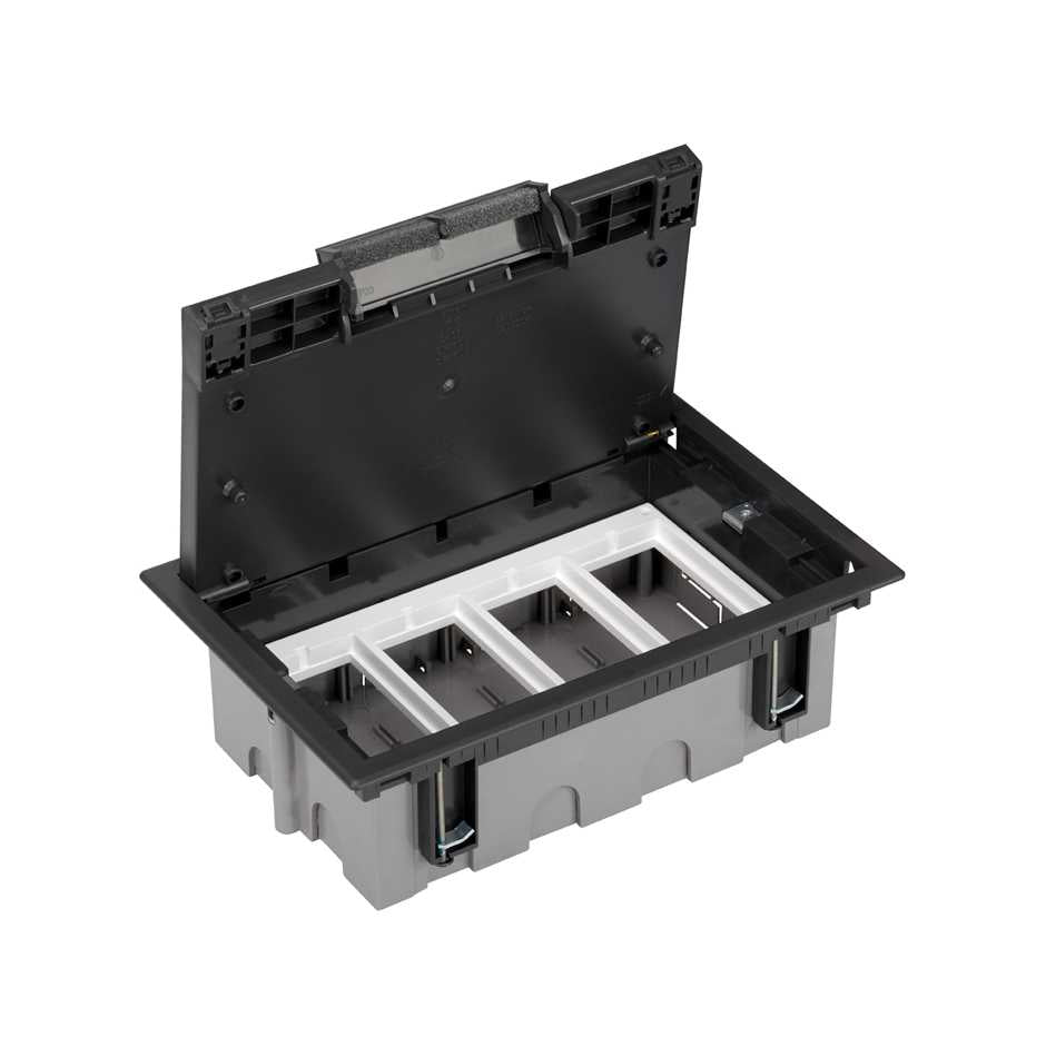 52050104-038 - Caja de suelo regulable para 8 elementos en instalación de suelo técnico grafito Simon 500 Cima