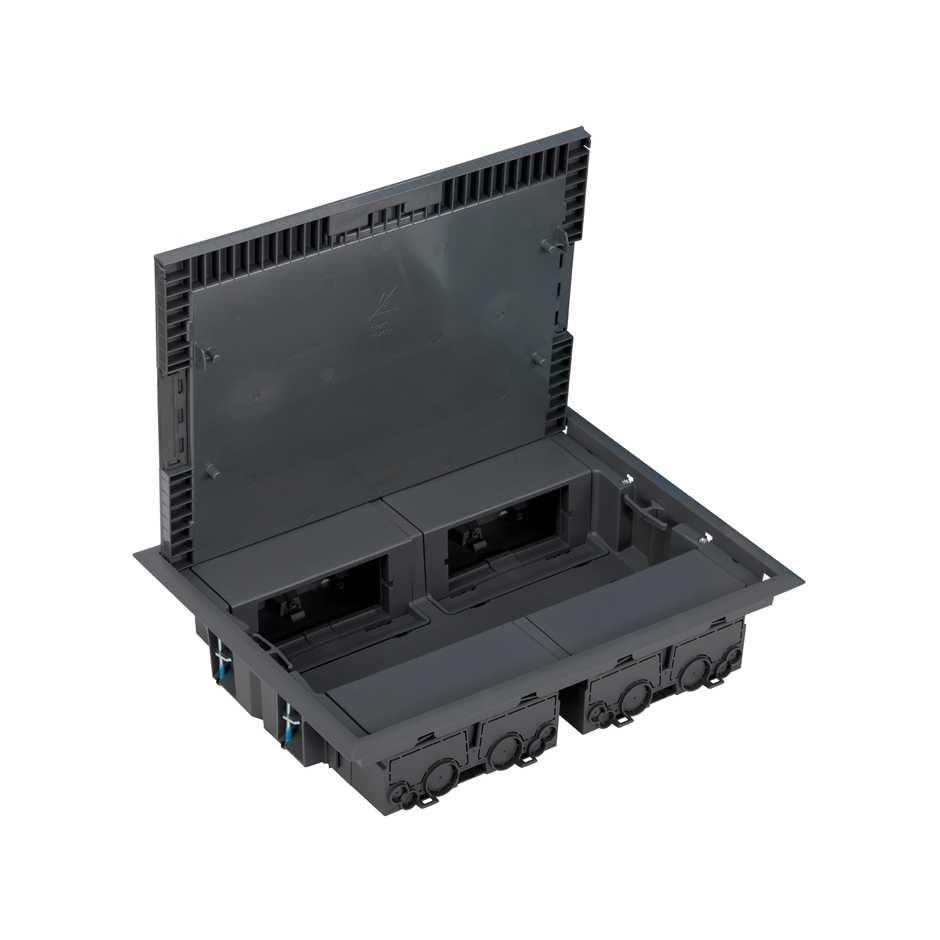 52050204-035 - Caja de suelo cuadrada de profundidad reducida para 8 elementos en pavimento o suelo técnico gris Simon 500 Cima