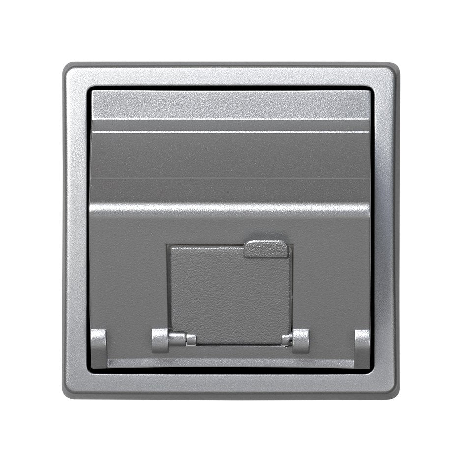 73085-63 - Placa de voz y datos inclinada con guardapolvo para 1 conector RJ45 AMP® aluminio Simon 73 Loft