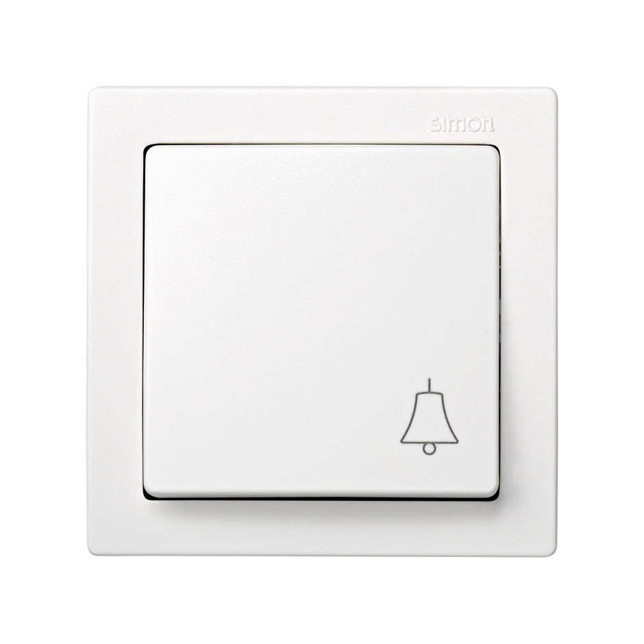 73150-50 - Pulsador monobloc con grabado campana 10 A 250V~ con sistema de embornamiento a tornillo blanco Simon 73 Loft