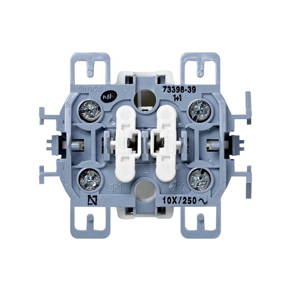 73398-39 - Grupo de 2 interruptores 10 AX 250V~ con sistema de embornamiento a tornillo Simon 73