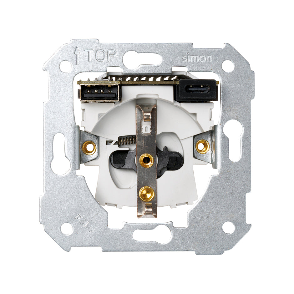 7511432-039 - Base de enchufe schuko con doble cargador USB A + C 10,5W Simon 75