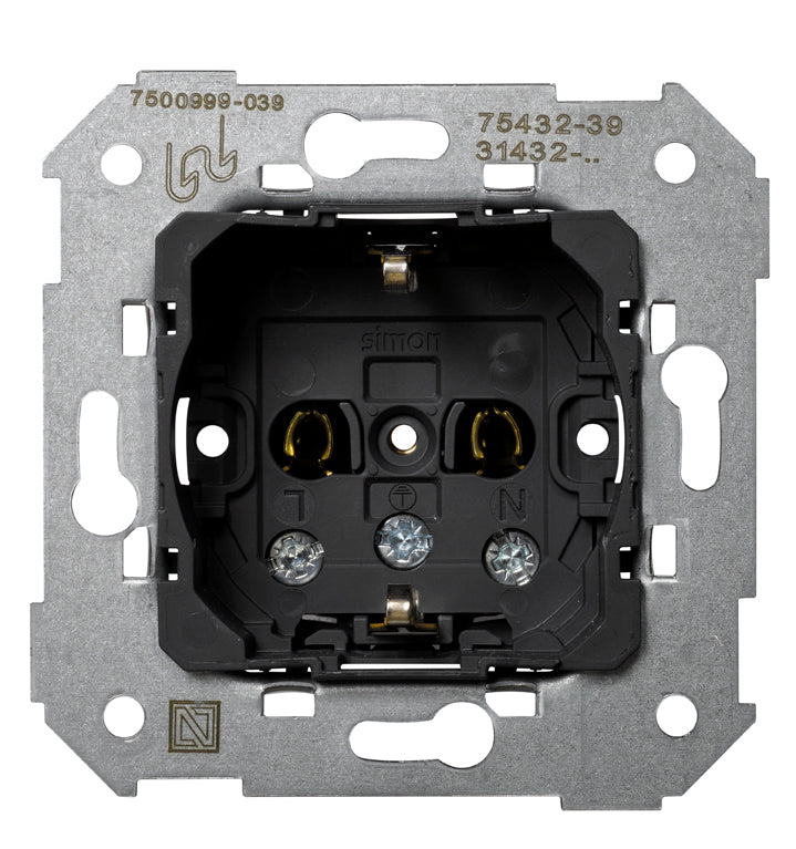 75432-39 - Base de enchufe schuko 16 A 250V~ con sistema de embornamiento a tornillo Simon 75