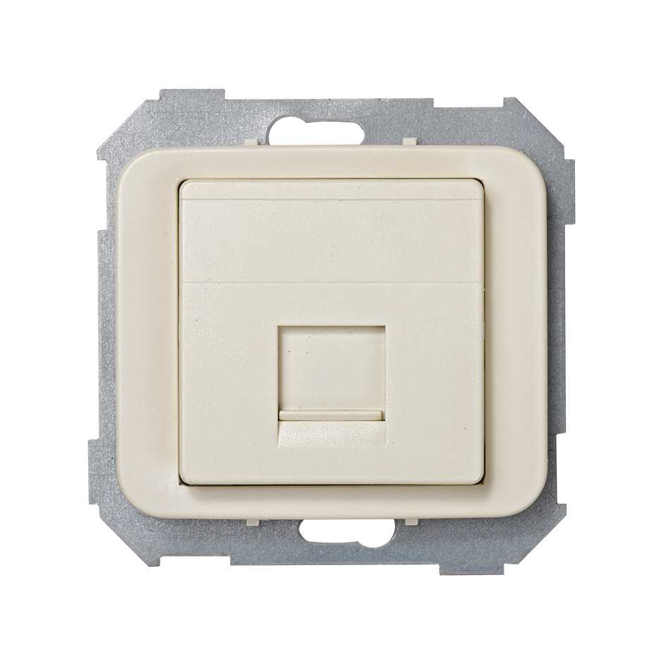 75585-61 - Placa de voz y datos plana con guardapolvo para 1 conector RJ45 AMP® marfil Simon 75