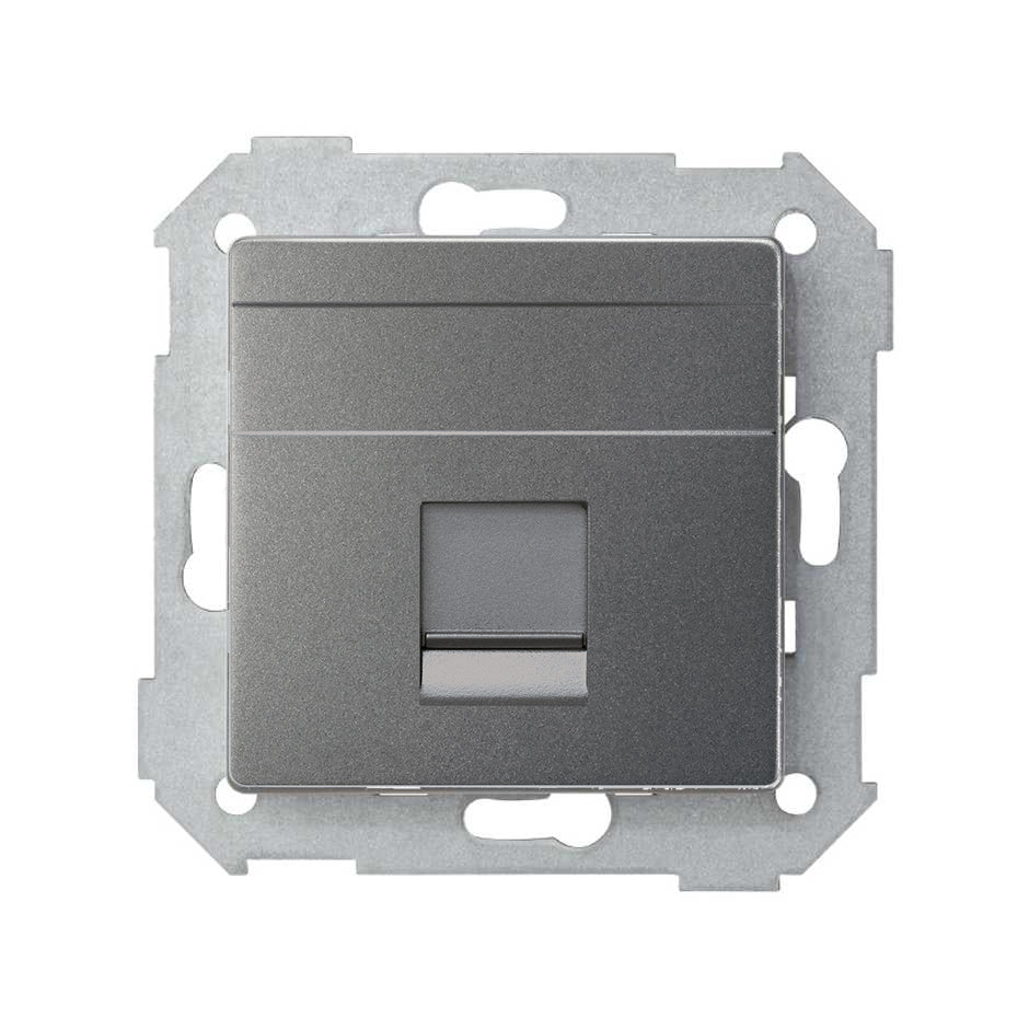 8200005-096 - Placa de voz y datos plana con guardapolvo para conector RJ45 titanio Simon 82 Concept