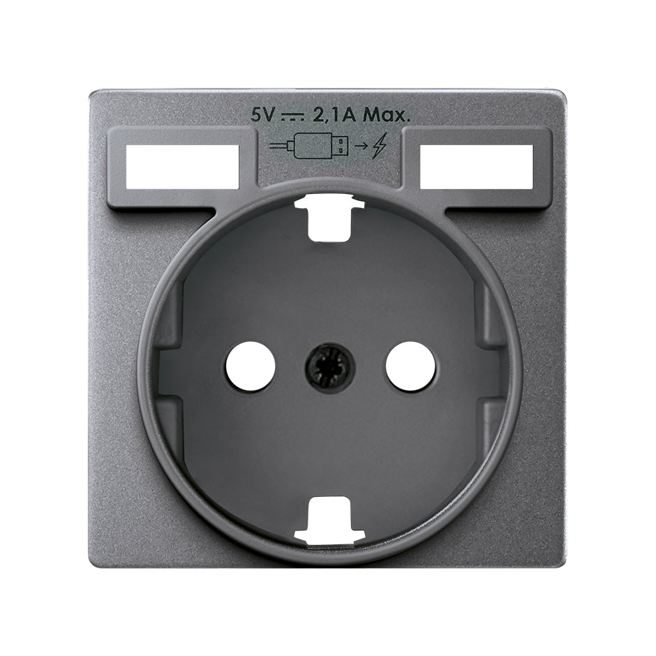 8200049-093 - Tapa para la base de enchufe schuko con 2 cargadores USB tipo A 10,5W aluminio frio Simon 82