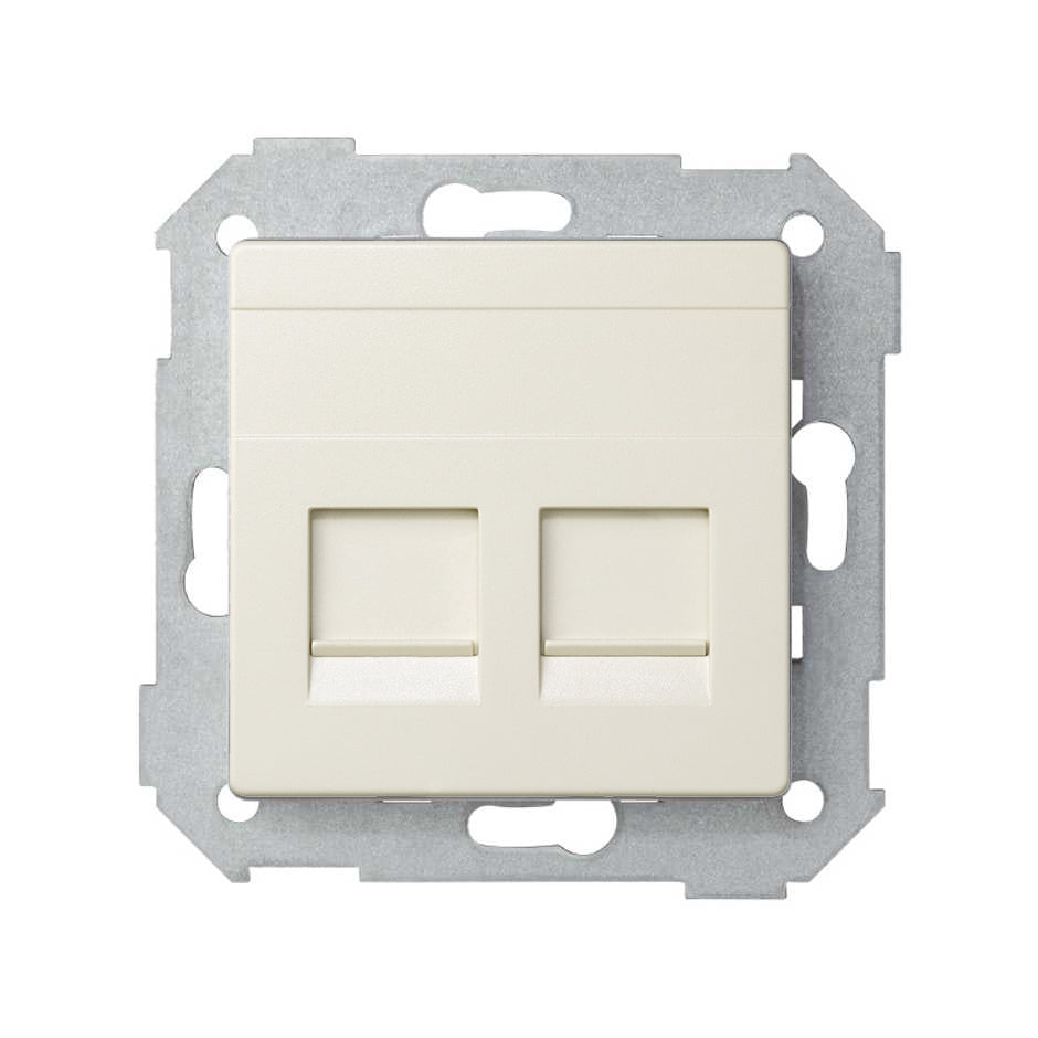 82006-31 - Placa de voz y datos plana con guardapolvo para 2 conectores RJ45 marfil Simon 82