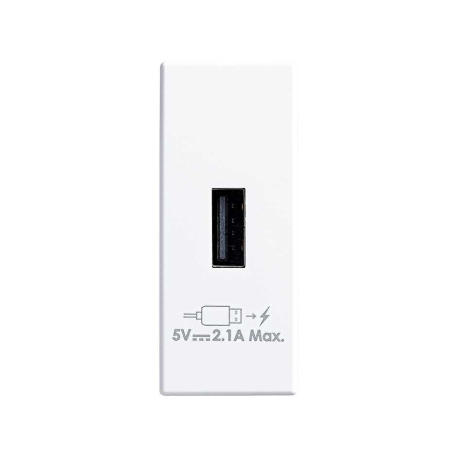 8201097-060 - Cargador USB de 1 módulo 2.1A 5V~ blanco Simon 82