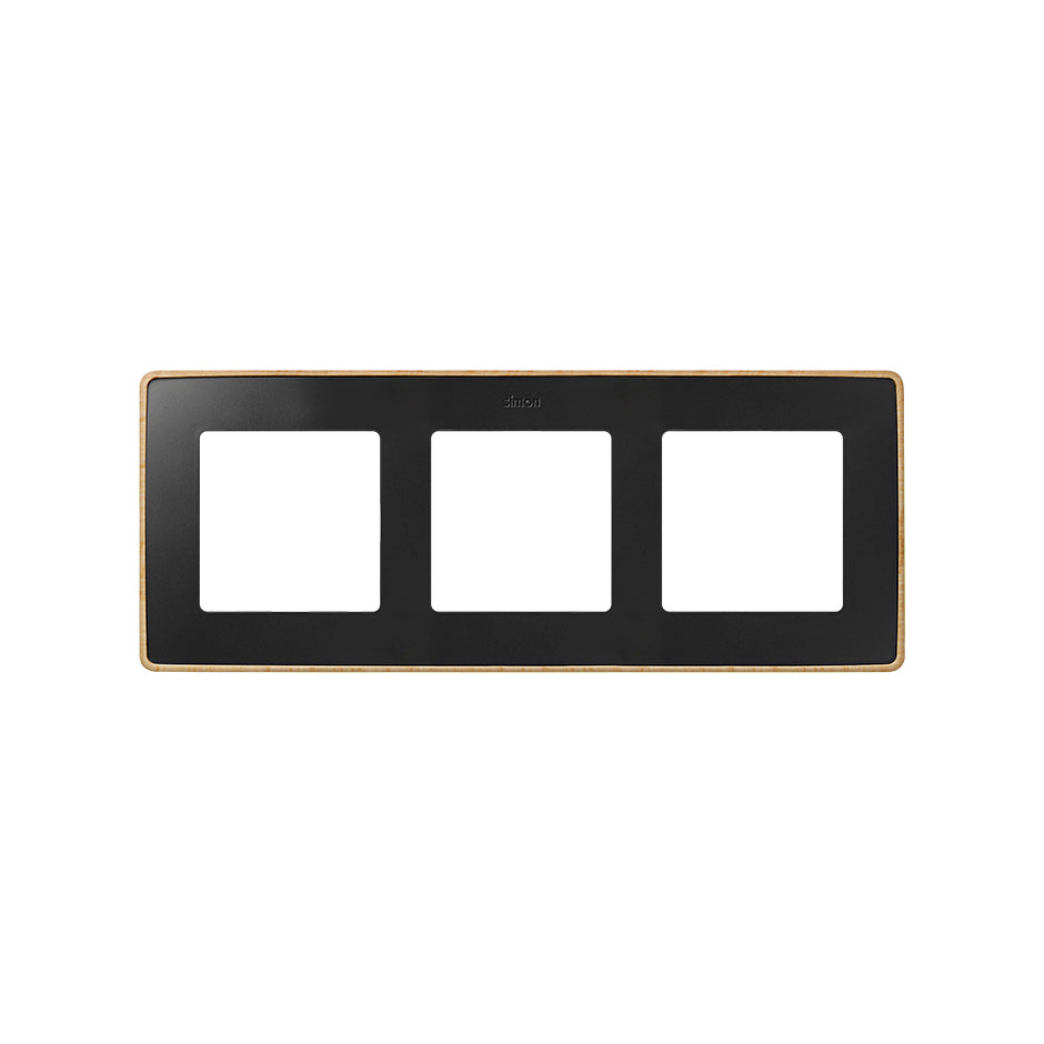 8201630-370 - Marco para 3 elementos negro mate base madera haya Simon 82 Detail Select