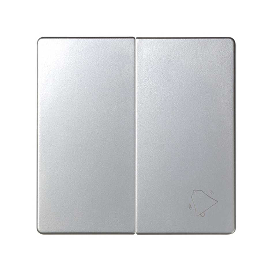 82027-33 - Tecla doble para grupo de 1 conmutador y 1 pulsador con grabado campana aluminio Simon 82
