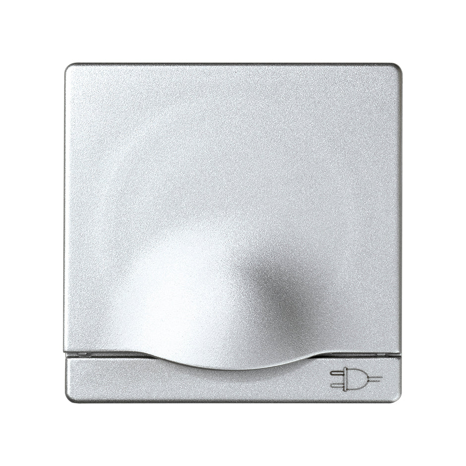 82090-93 - Tapa abatible con dispositivo de seguridad para la base de enchufe schuko aluminio frío Simon 82 Detail