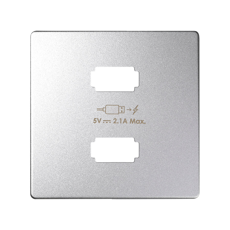 8221096-093 - Placa para cargador USB 2 conectores 5V/DC 2.1A tipo A aluminio Simon 82 Detail
