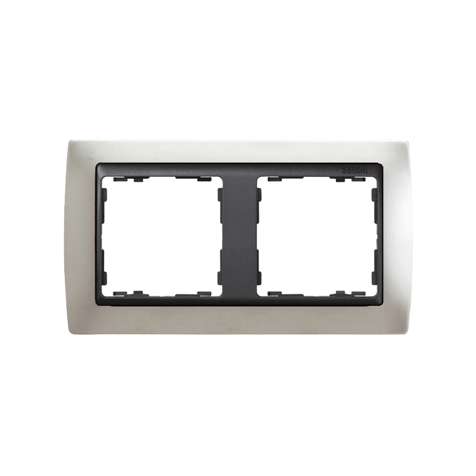 82824-33 - Marco para 2 elementos aluminio mate interior grafito Simon 82