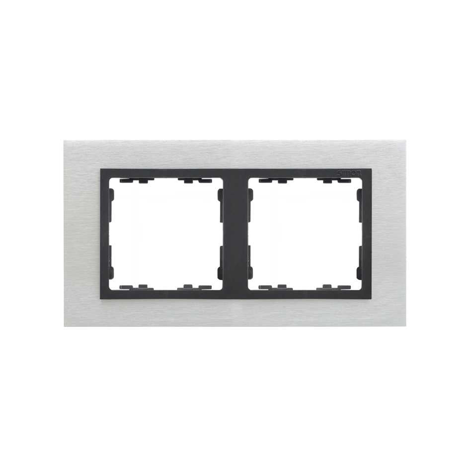 82827-31 - Marco para 2 elementos inox mate interior grafito Simon 82 Nature