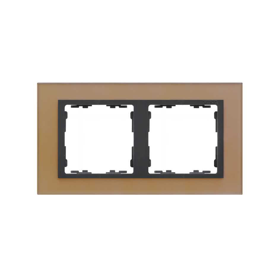 82827-34 - Marco para 2 elementos cristal cobre interior grafito Simon 82 Nature