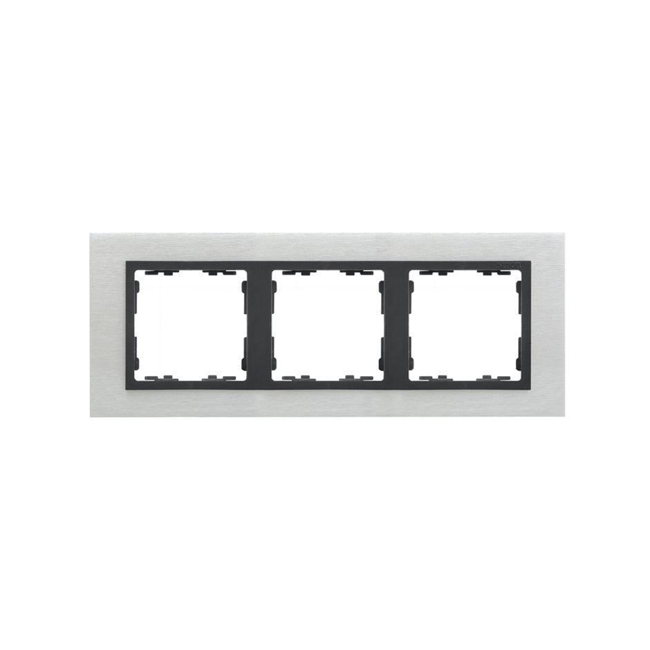 82837-31 - Marco para 3 elementos inox mate interior grafito Simon 82 Nature