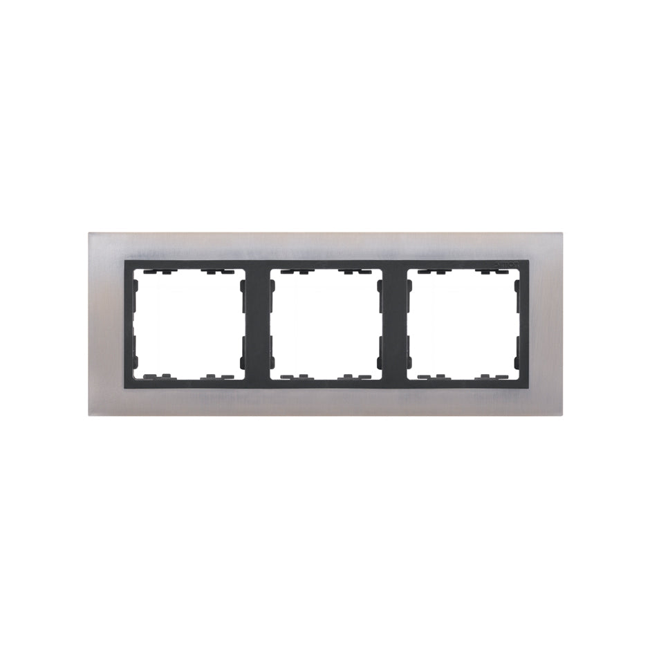 82837-37 - Marco para 3 elementos acero inox interior grafito Simon 82 Nature