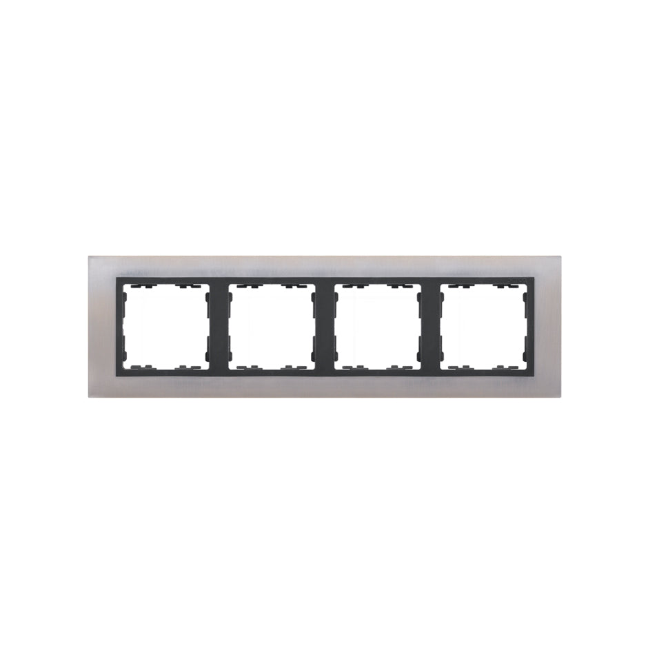 82847-37 - Marco para 4 elementos acero inox interior grafito Simon 82 Nature