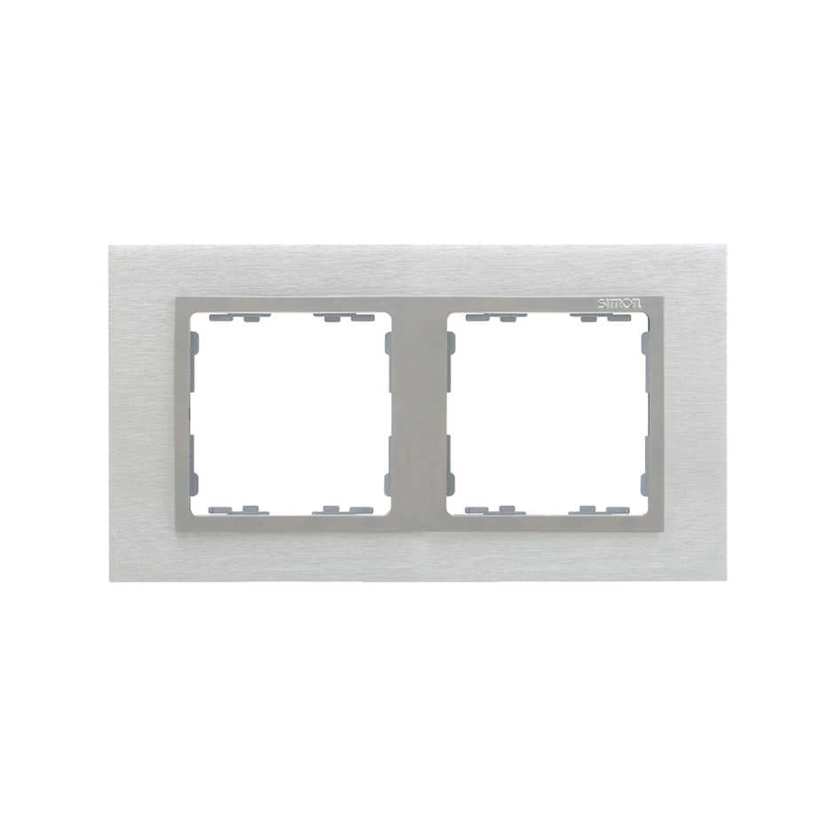 82927-34 - Marco para 2 elementos inox mate interior aluminio Simon 82 Nature