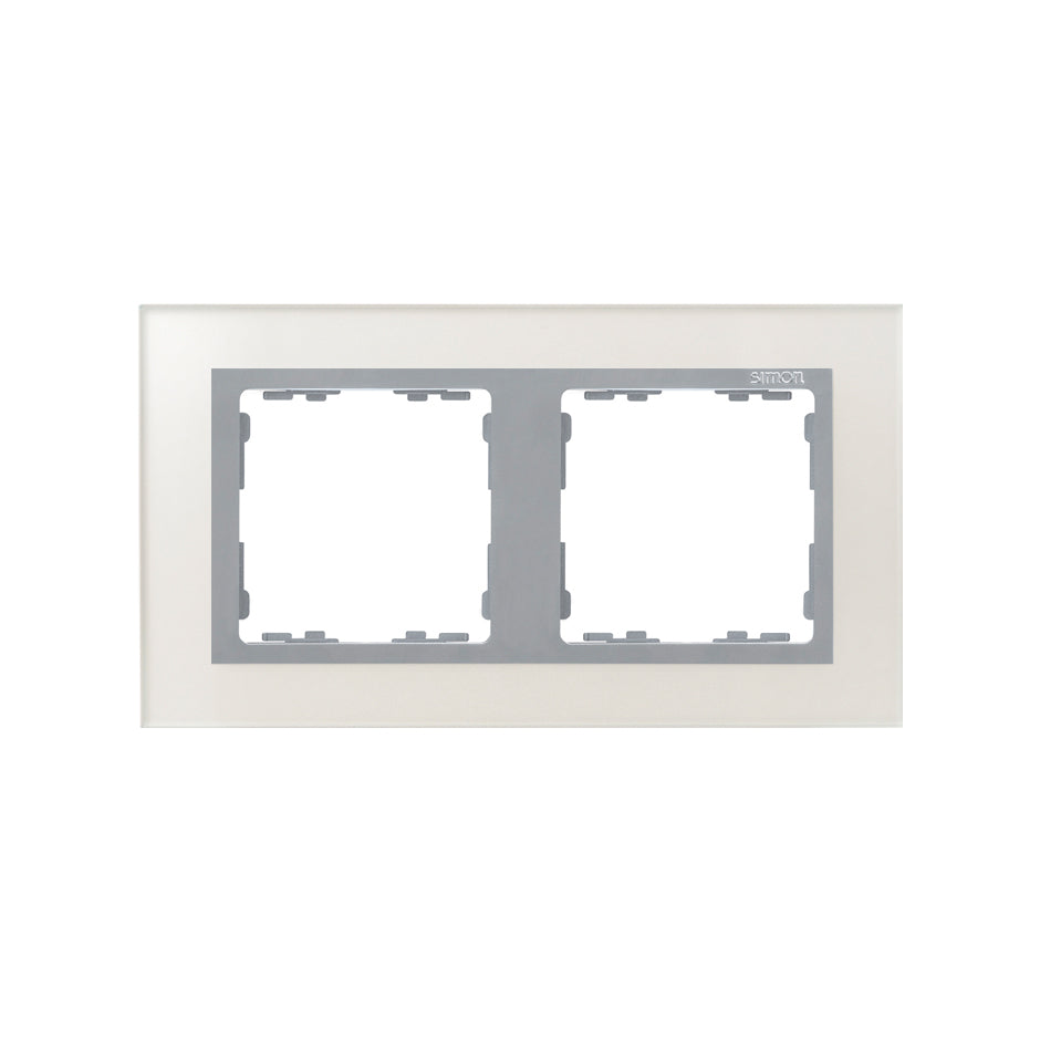 82927-62 - Marco para 2 elementos cristal plata interior aluminio Simon 82 Nature