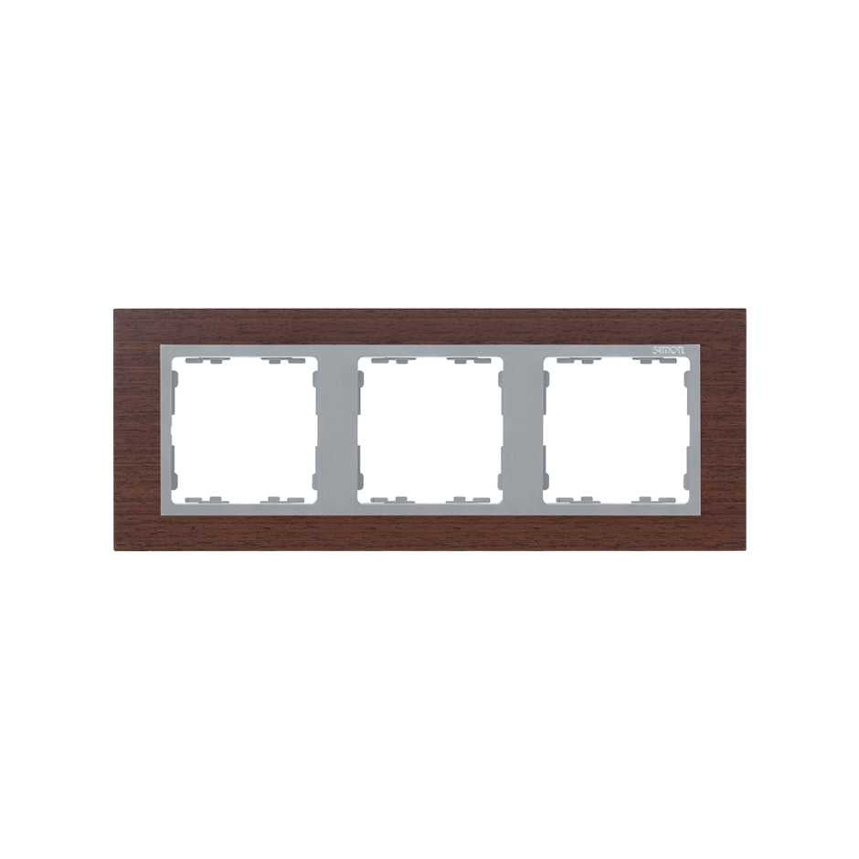 82937-65 - Marco para 3 elementos wengué interior aluminio Simon 82 Nature