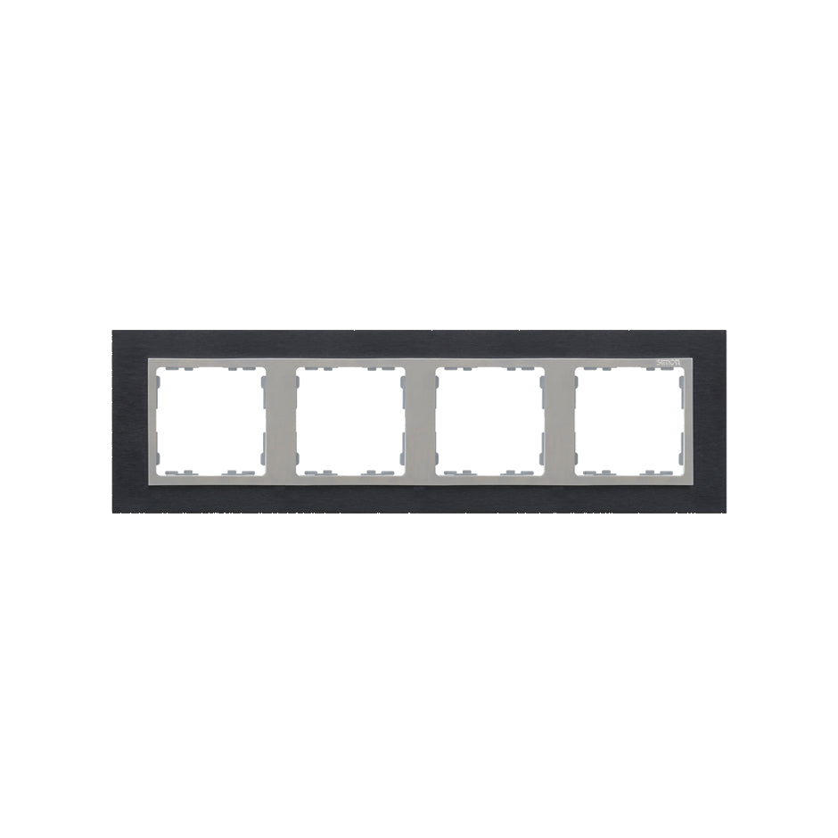 82947-38 - Marco para 4 elementos inox negro interior aluminio Simon 82 Nature