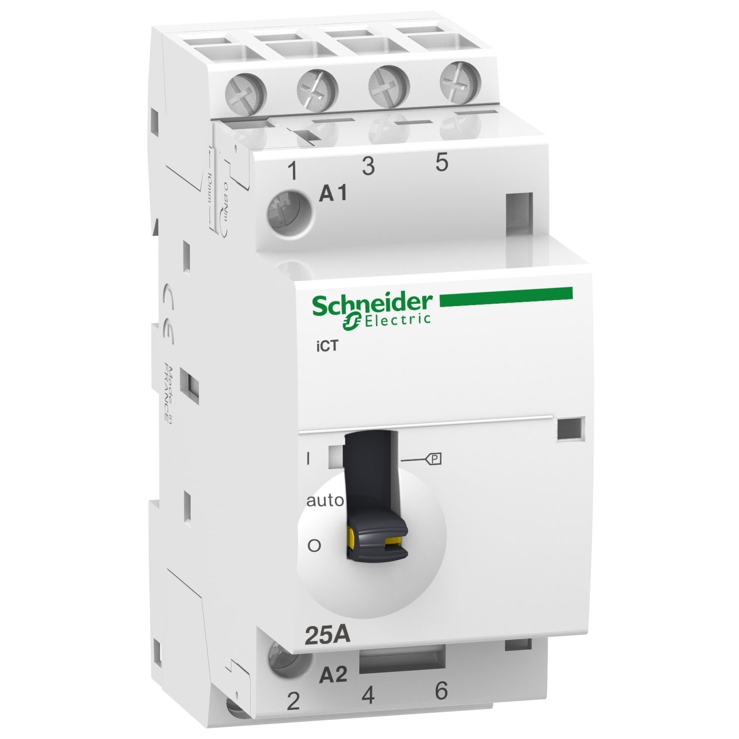 A9C21834 - Contactor Schneider modular Acti9 iCT 25A 4P 4 NA 230/240V CA con mando manual