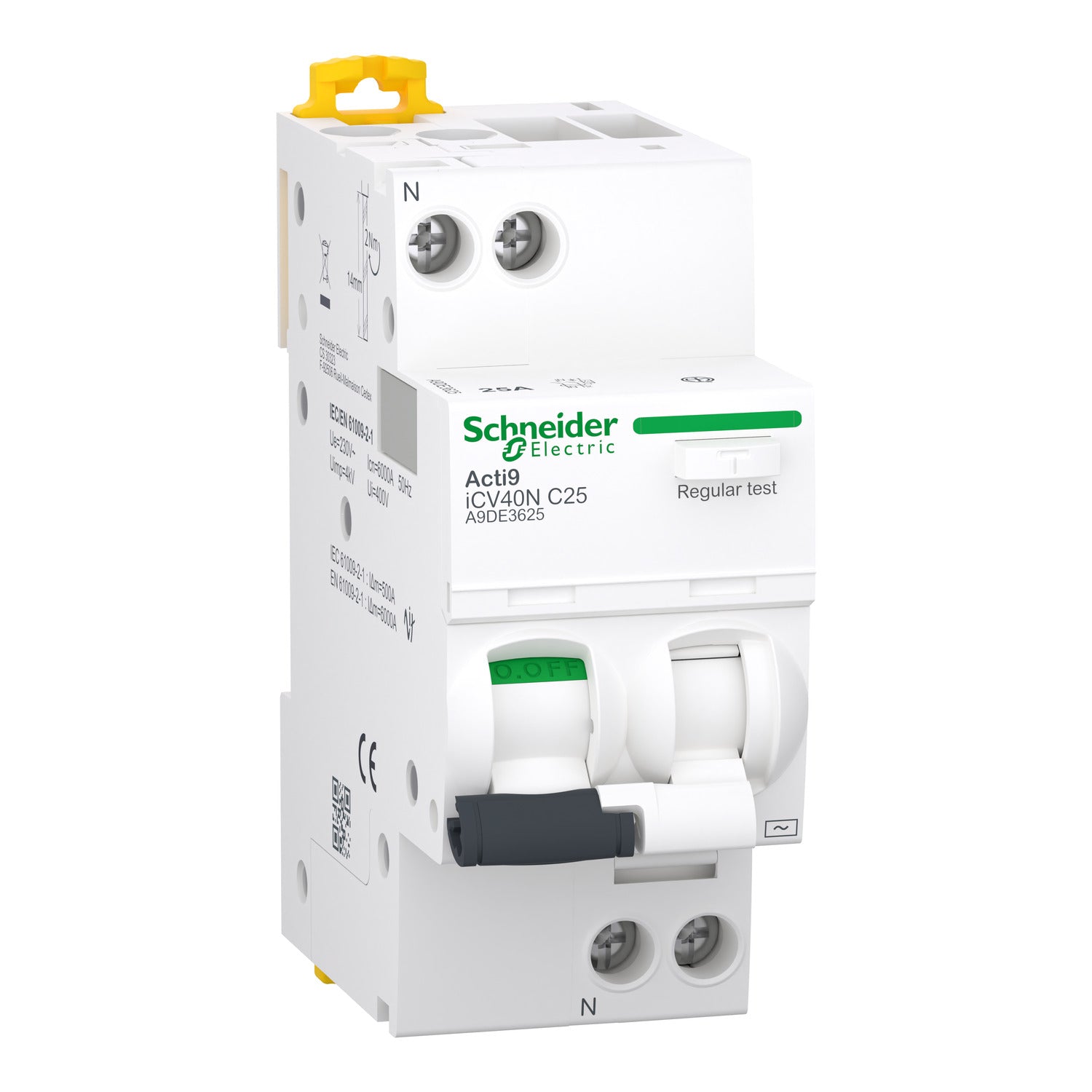 A9DE3625 - Combinado Magnetotérmico + Diferencial Un Polo + Neutro Acti9 iCV40N 1P + N 25A 30mA AC 6kA Schneider