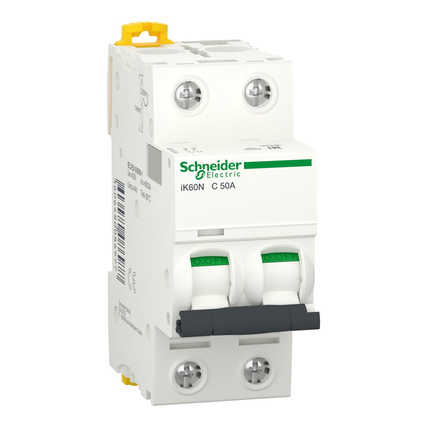 A9K24250 - Interruptor Magnetotérmico Bipolar Acti9 iK60N 2P 50A Curva C 6kA Schneider