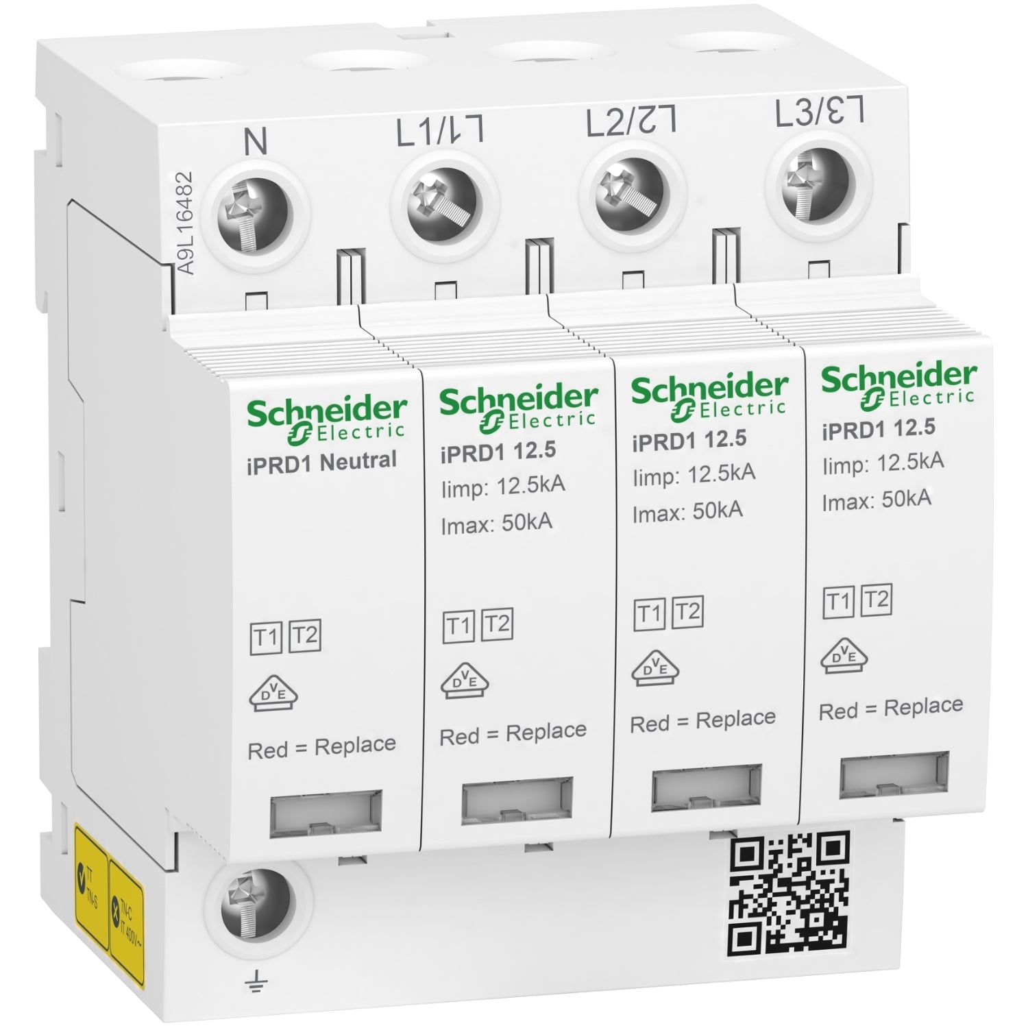 A9L16482 - Protector Sobretensiones Transitorias Acti9 iPRD1 3P+N 12,5kA 350V