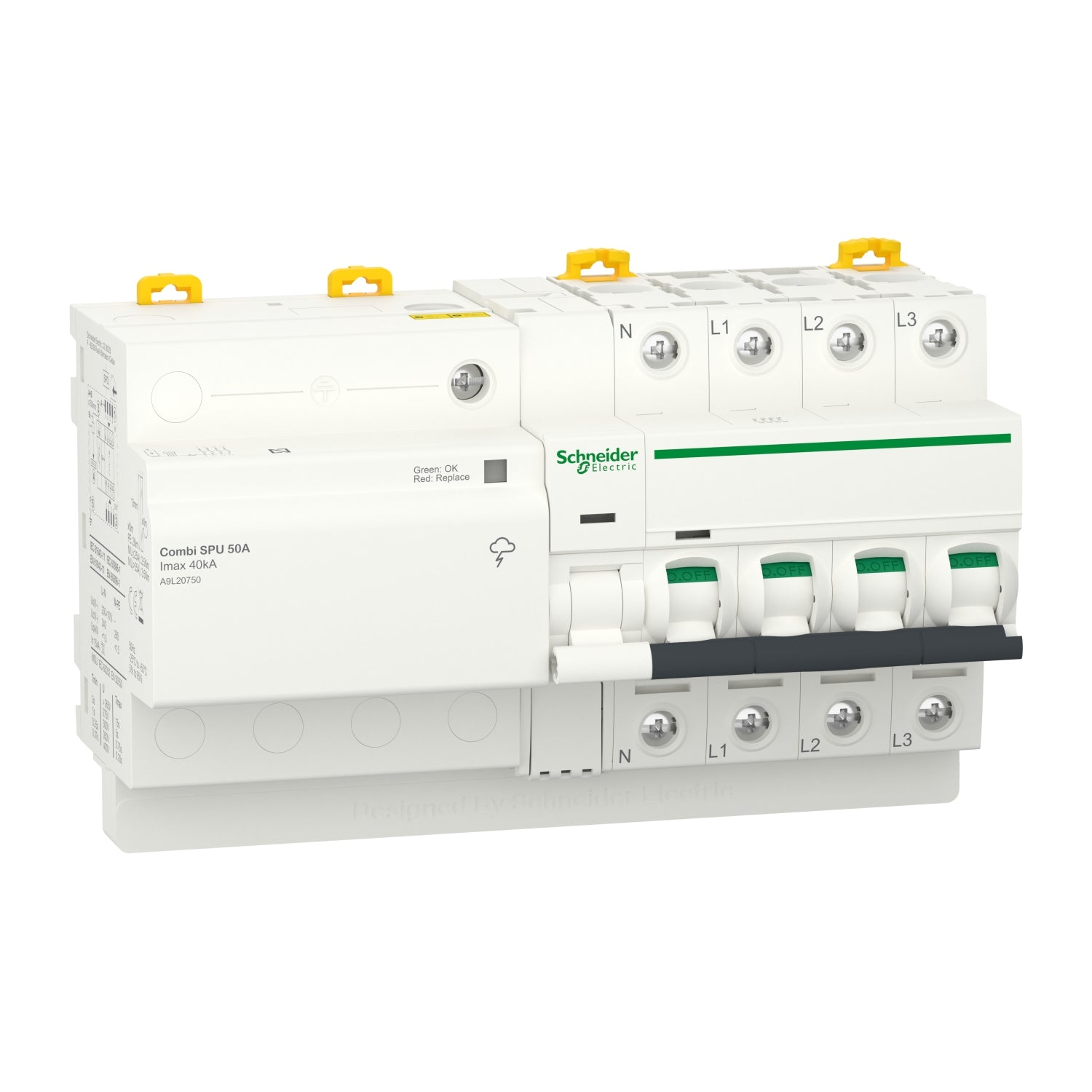A9L20750 - Protector Sobretensiones Permanentes y Transitorias IGA Acti9 Combi SPU 3P+N 50A