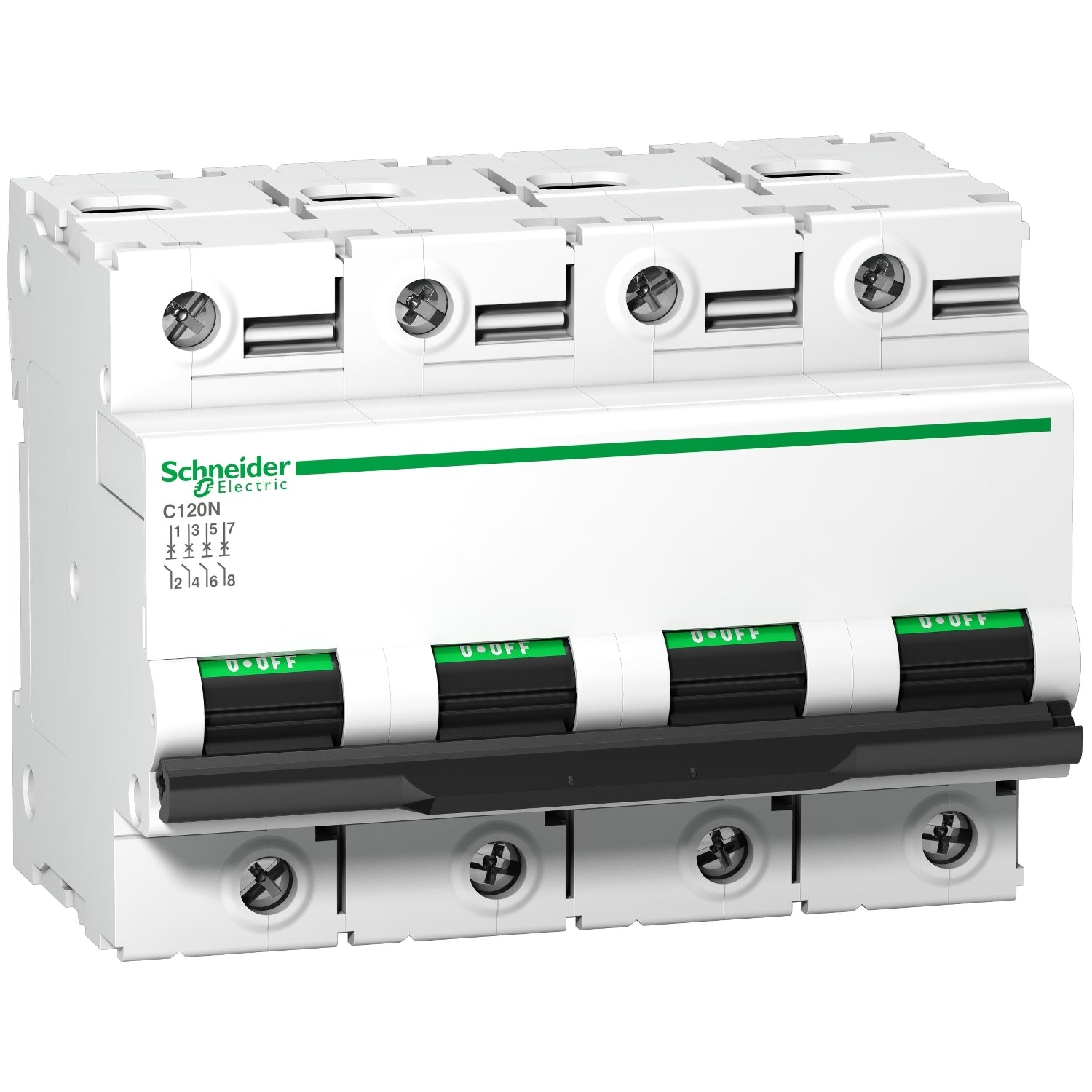 A9N18392 - Interruptor Magnetotérmico Tetrapolar Acti9 C120N 4P 100A Curva D 10kA Schneider