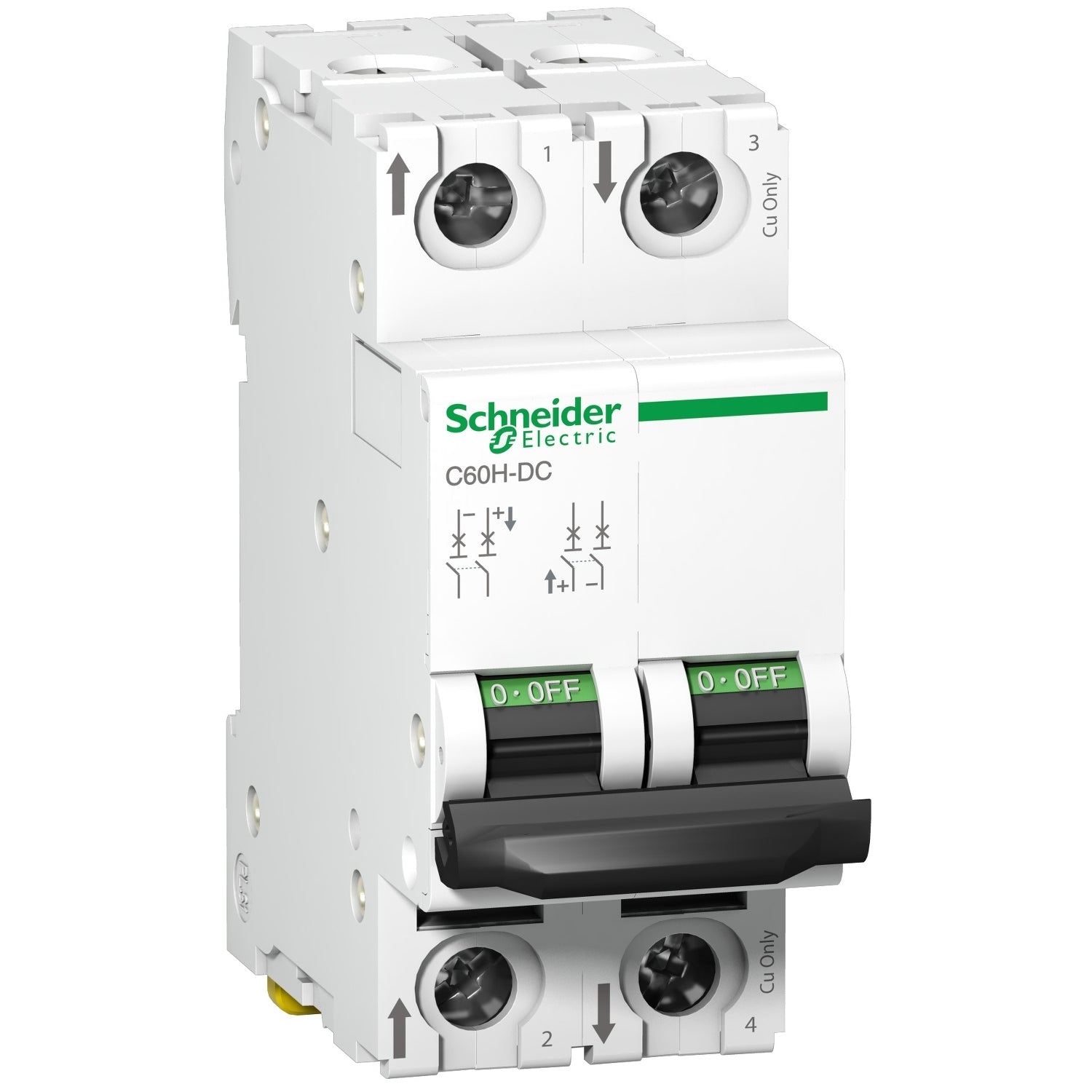 A9N61528 - Interruptor Magnetotérmico Bipolar Acti C60H-DC 2P 10A Curva C  Schneider