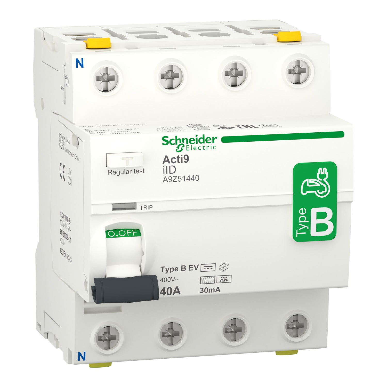 A9Z51440 - Diferencial SUPERINMUNIZADO Acti9 iID 4P 40A 30mA B-EV (Vehículo Eléctrico) Schneider