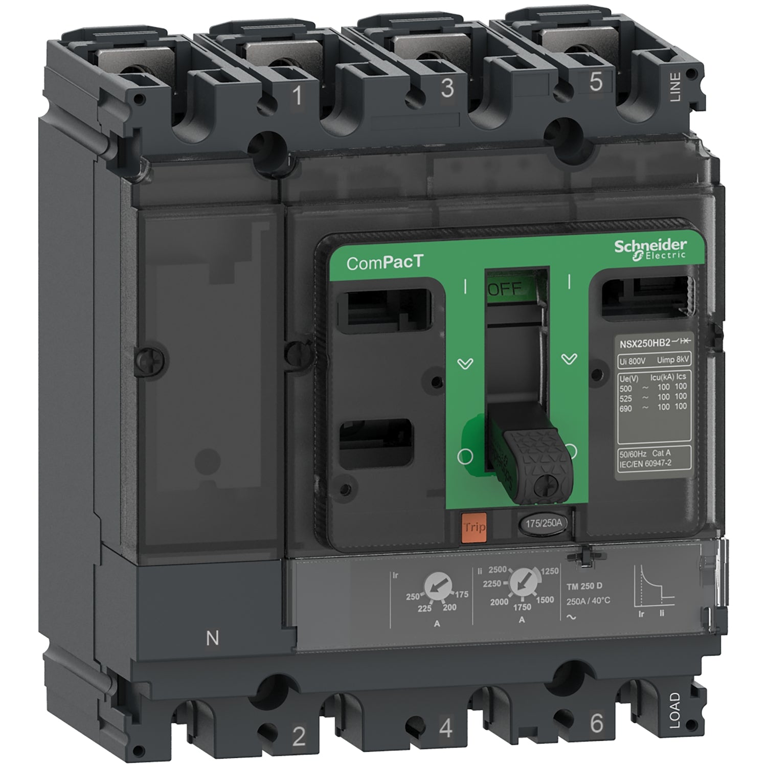 C10F4TM050 - Interruptor Caja Moldeada Completo ComPacT NSX100F 36kA AC 4P4R 50A TMD Schneider
