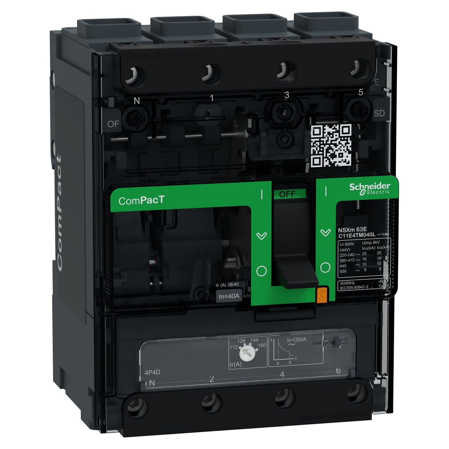 C11E4TM040L - Interruptor Caja Moldeada Completo ComPacT NSXm100E 16kA AC 4P4R 40A TMD ELINK Schneider