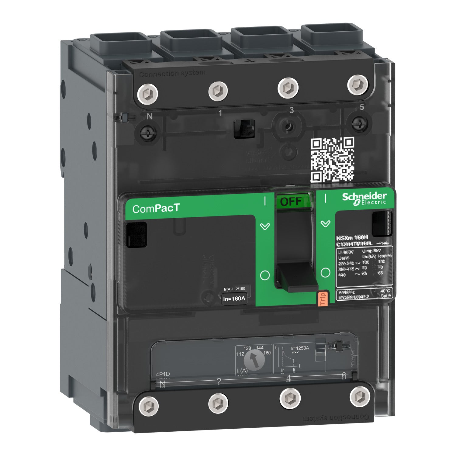 C12E4TM125L - Interruptor Caja Moldeada Completo ComPacT NSXm160E 16kA AC 4P4R 125A TMD ELINK Schneider